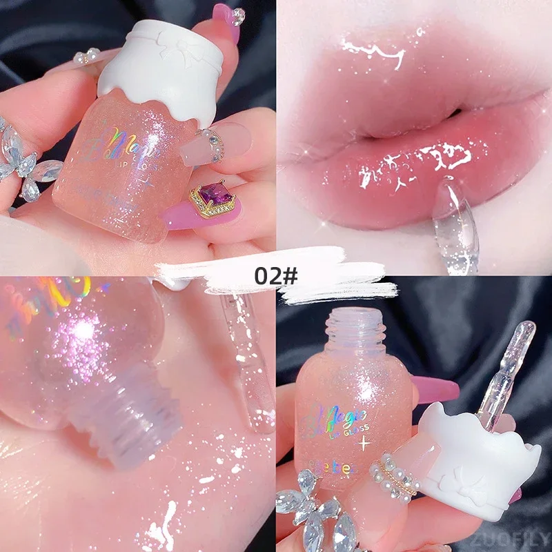 Cute Milk Jar Lipgloss Lip Plumper Oil Colorless Glitter Lipgloss Long Lasting Moisturizing Lipstick Makeup Cosmetics lip makeup lip glaze lip lacquer lip tint lip stain lip gloss lip oil lip plumper