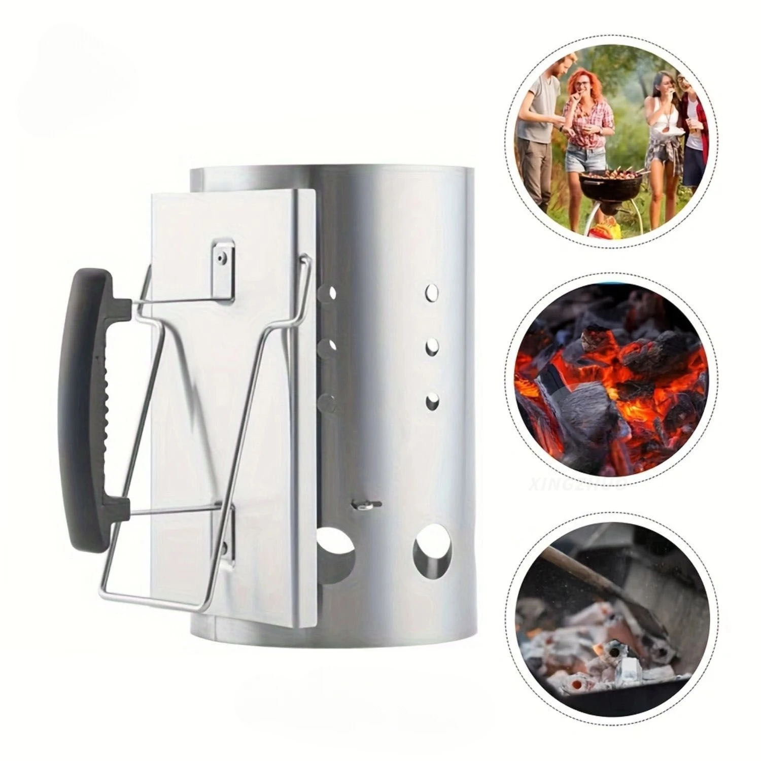 Chimney Starter Stainless Steel Portable Efficient Charcoal Starter Barrel for Barbecue Camping Picnic Charcoal Chimney