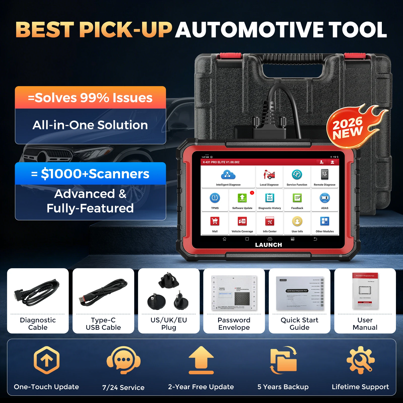 LAUNCH X431 PROS V+ 5.0 | Scanner Diagnostico Auto Completo Di Livello OE | Controllo Bidirezionale, Programmazione Chiavi IMMO, Codifica ECU | Con 31+ Funzioni Speciali E Aggiornamenti 2024