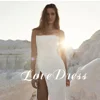 Customized Simple Stain Strapless Pleat Mermaid Wedding Dresses Sleeveless Side Slit Backless Floor Length Formal Bridal Gown 3