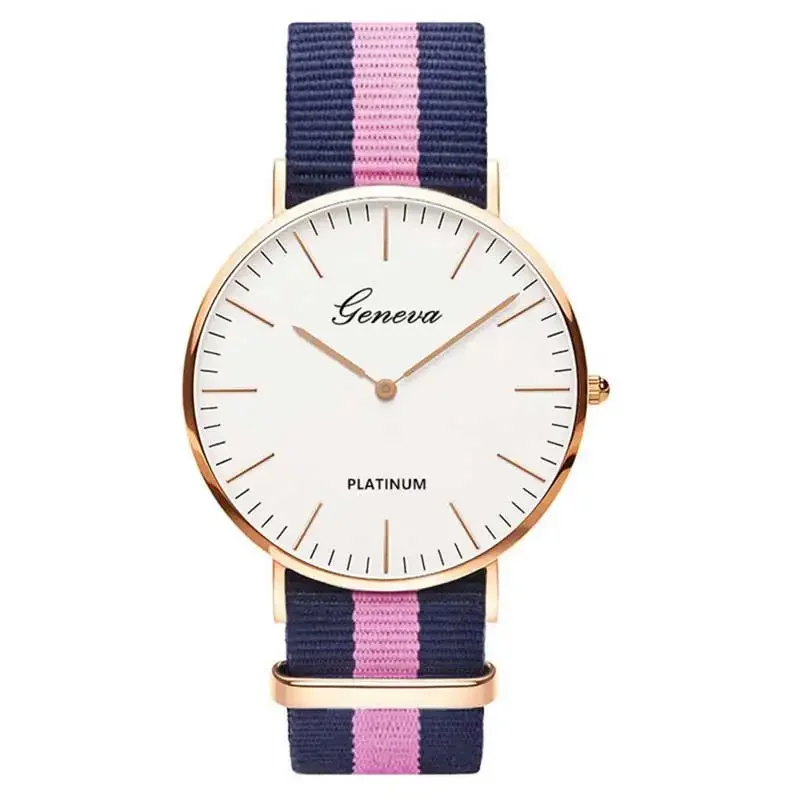 Promotional Items Geneva Watch Women Ultra Thin Watches Nylon Strap Quartz Wriswatches Ladies Girls Students Men Sports Watches