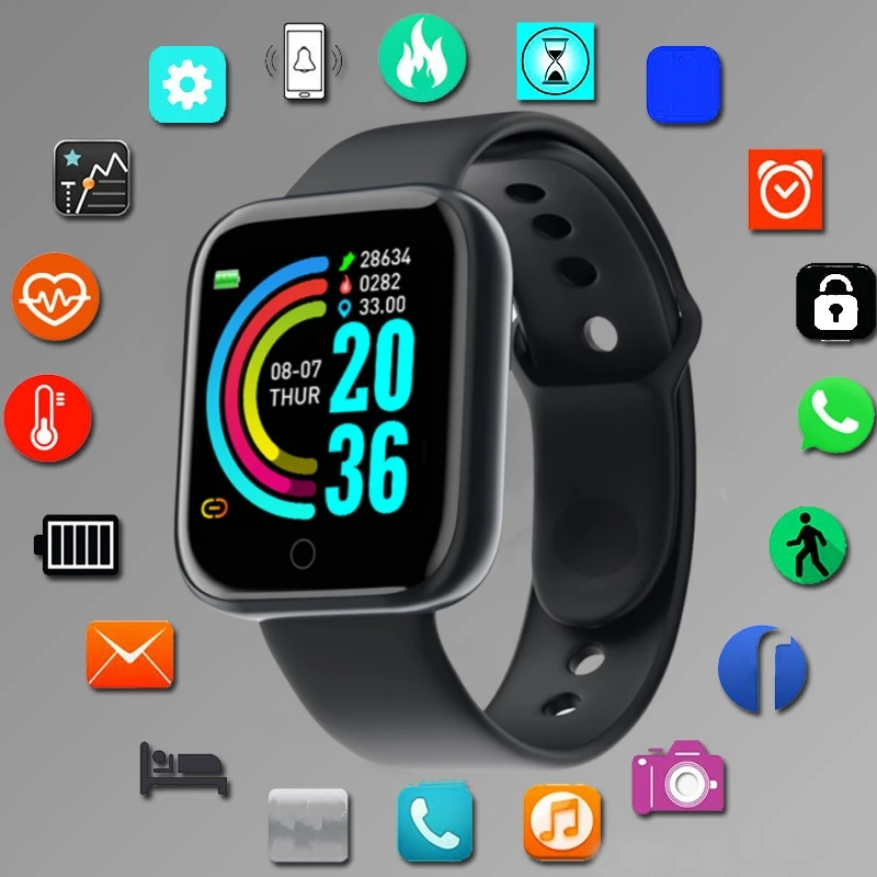 Montre Connectée Fitness Noire - Suivi Activité & Notifications