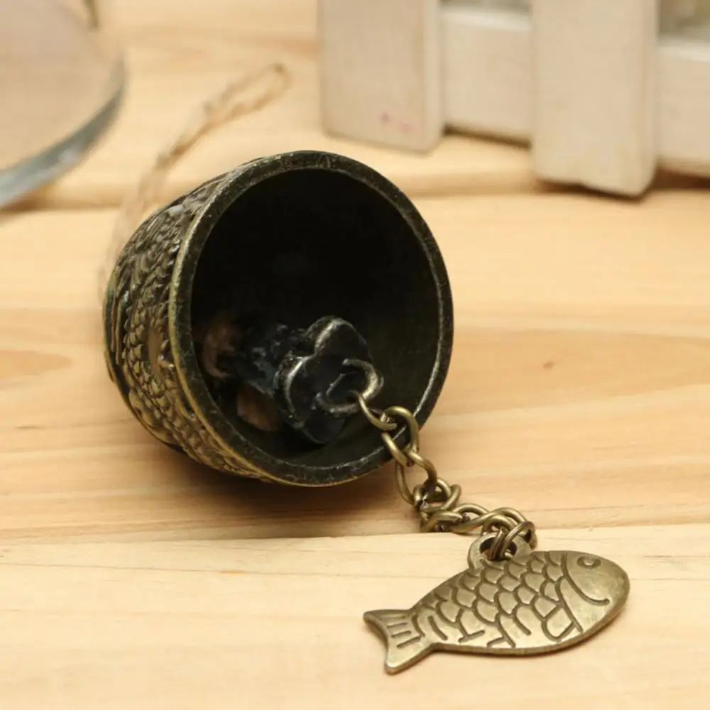 Vintage Carve Wind Chimes Bell Copper Chinese Fish Pattern Bell Blessing Good Luck Fortune Hanging for Garden Decoration outdoor wind chimes wind bell pendant copper bells