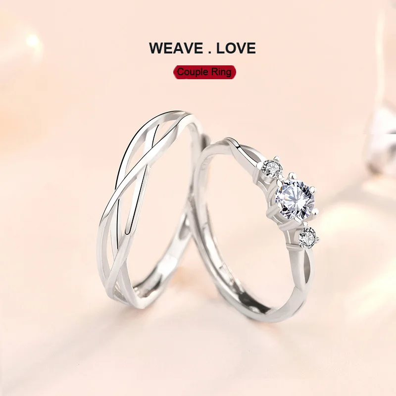

S925 Sterling Silver Couples Ring Weave Love Jewelry for Men and Women Valentine's Day Gift Anniversary Birthday Elegant Gift