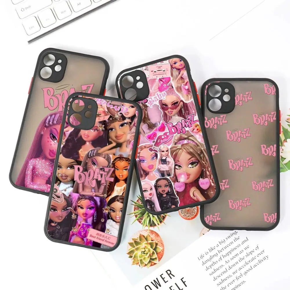 Luxury Bratz Armor Matte Apple Case Per Iphone 15 14 13 11 Pro Max 12 Mini Xr Xs X 7 8 Plus Clear Funda Cover Bratz Doll Cartoon