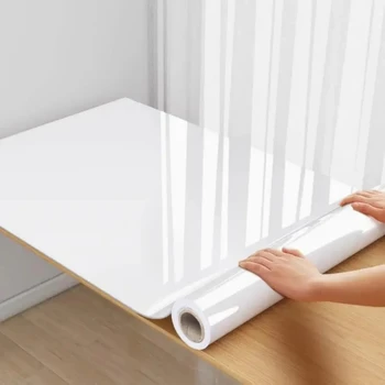 Plain Gloss Paste Wall Stickers PVC Pearl Film Waterproof Wallpaper Room DIY Self-adhesive Wardrobe Kitchen Furnitur Renovation 1