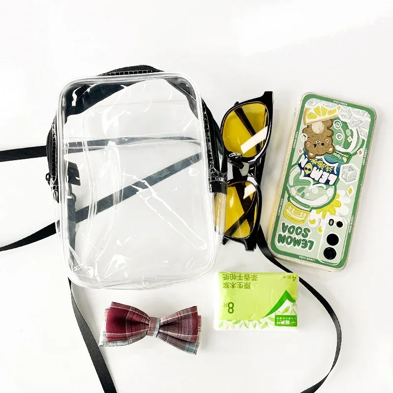 Portable Transparent Clear Phone Bag Crossbody Shoulder Bags With Strap Zipper Waterproof Bag Fashion Casual Shoulder Pouch