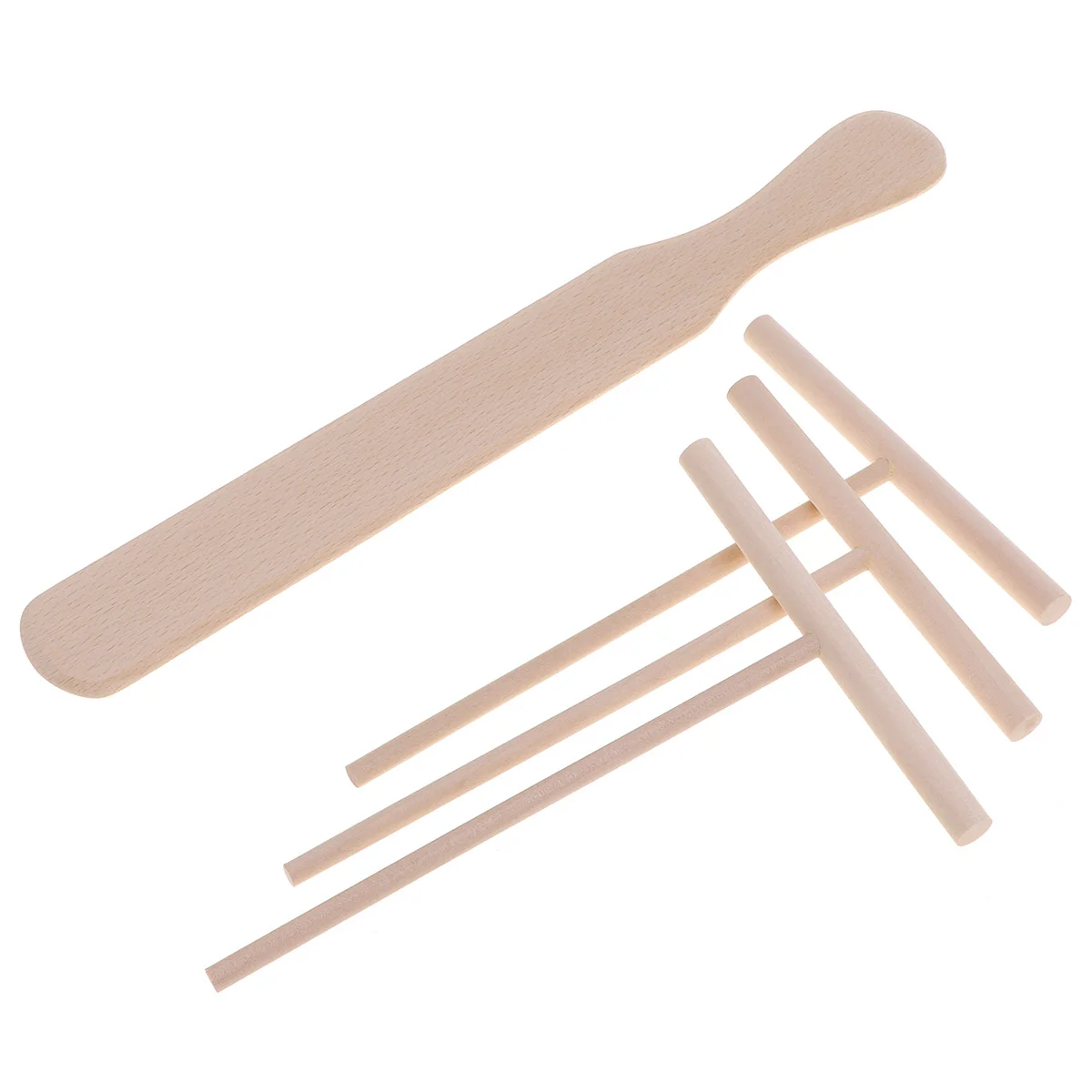 Pancake Tool Crepe Spreader Spatula Tool Maker Pancake Stick Wooden Rake Utensils Making Set Scraper Turner Wood Dough Pan Pasta