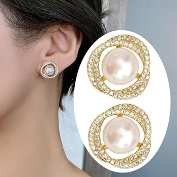 925 Silver Needle Korean Crystal Pearl Earrings For Women Jewelry 2025 Trending New Vintage Women's Butterfly Flower Earrings