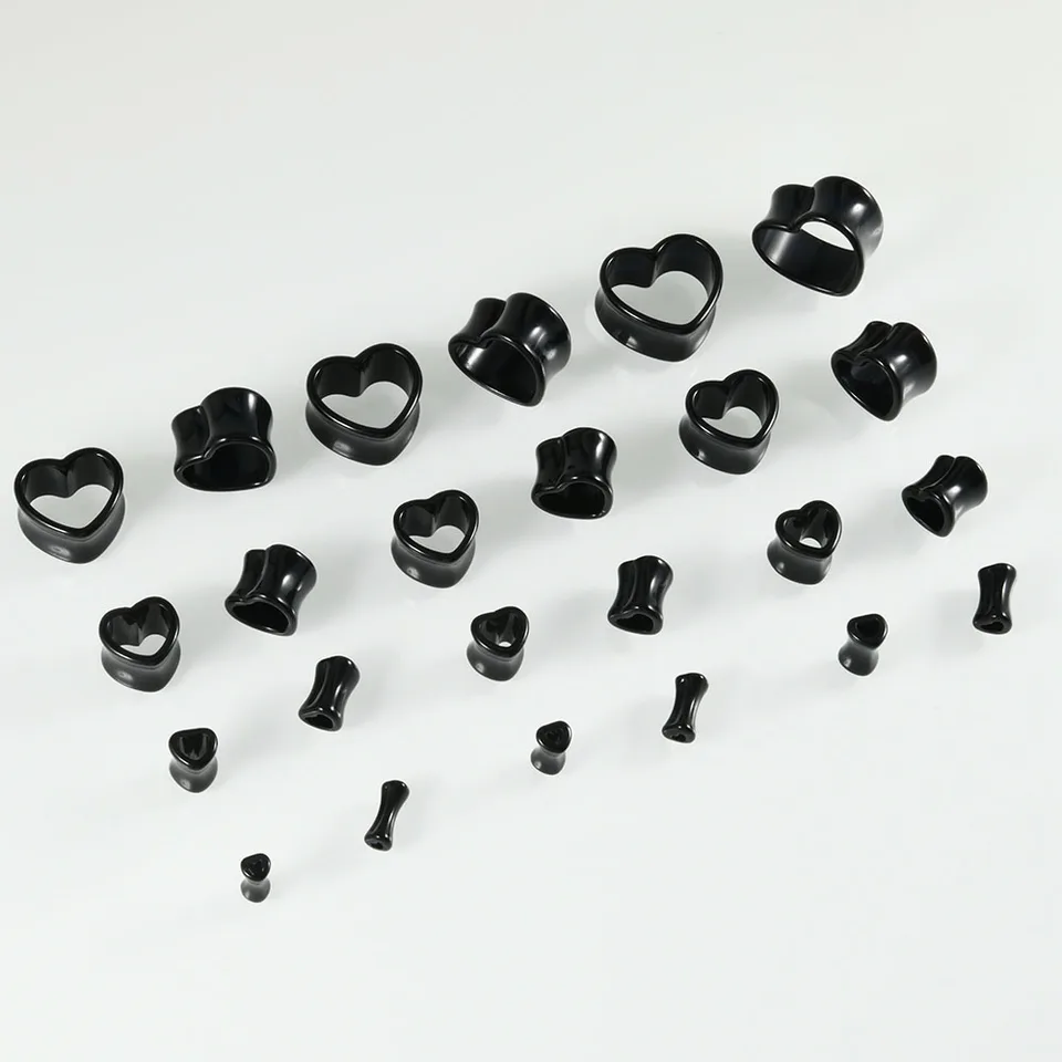 Paire De Jauges D'oreilles Tunnels Cœur COOEAR - Acier Inoxydable, Multiples Tailles (6mm-25mm) - Cadeau Piercing
