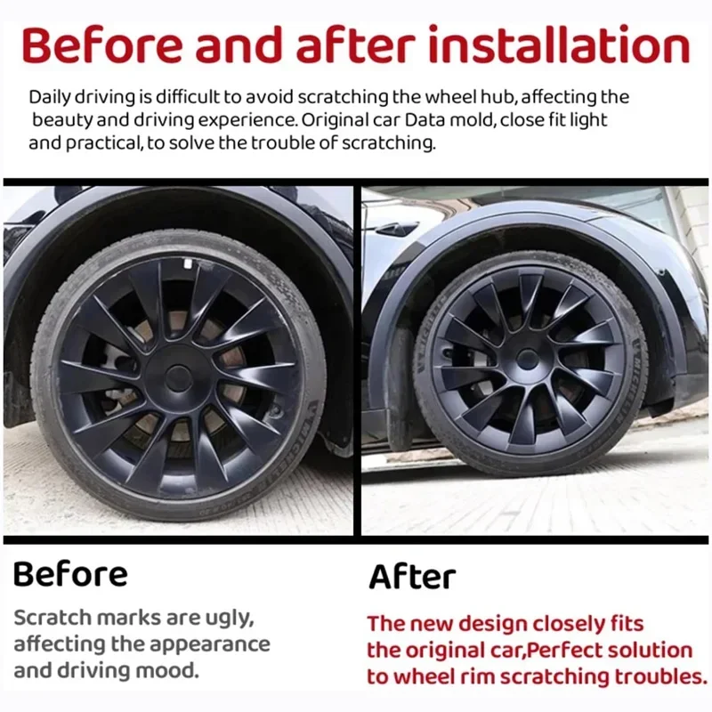 For Tesla Model Y 20 Inch Rim Wheel Hub Protection Patch Protectors ABS Wheel Guard Covers Accessories Auto Exterior