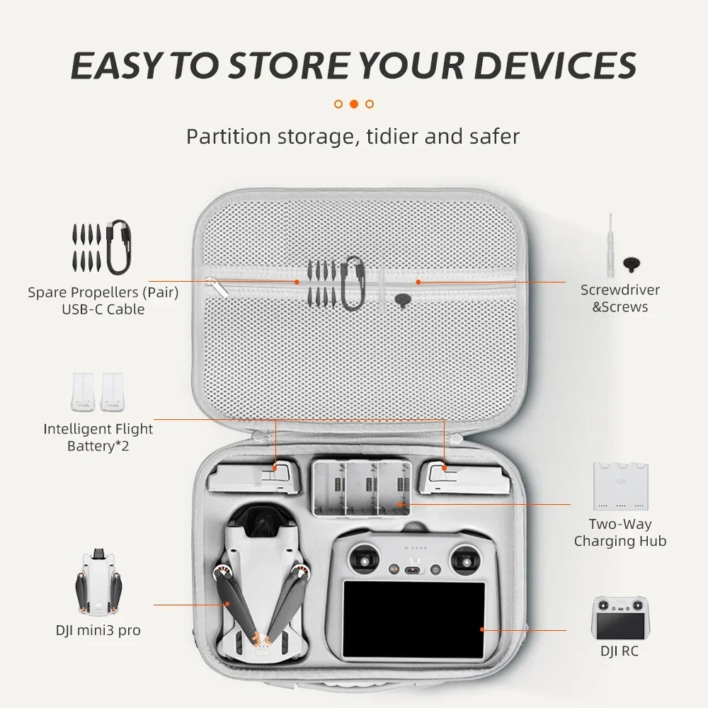 For DJI Mini 3/Mini 3 Pro Portable Storage Bags Hard Shell Carrying Case Drone Accessories PU Leather Waterproof Shoulder Bag drone accessories drone storage bag dji case drone case