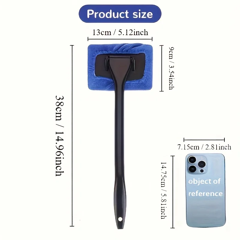 Complete Car Window Cleaning Kit with Retractable Handle | Blue Microfiber Cloth & Scraper for Windshield Interior/Exterior