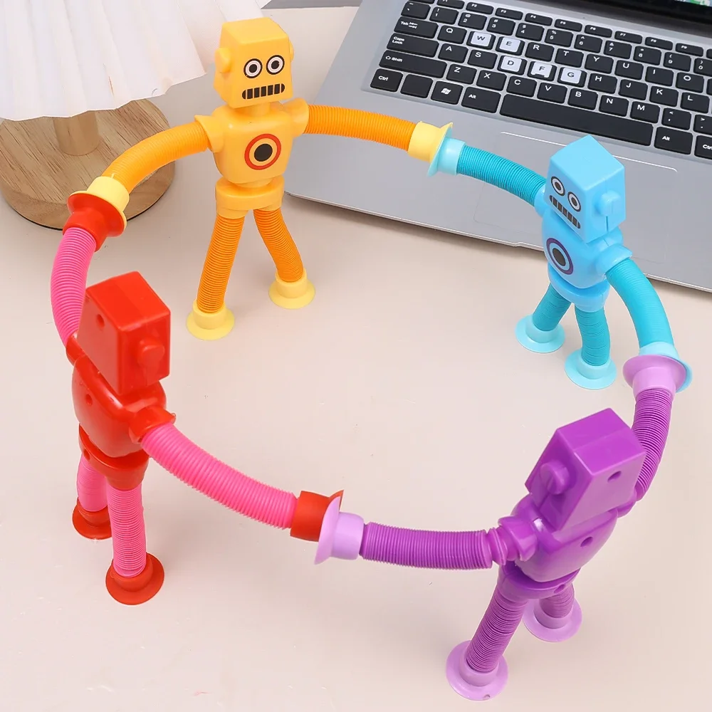 Telescopic Robot Suction Cup Toys Children Kids Pop Tubes Sensory Playing Puzzle Stress Relief Squeeze Fidget Games Gift 4