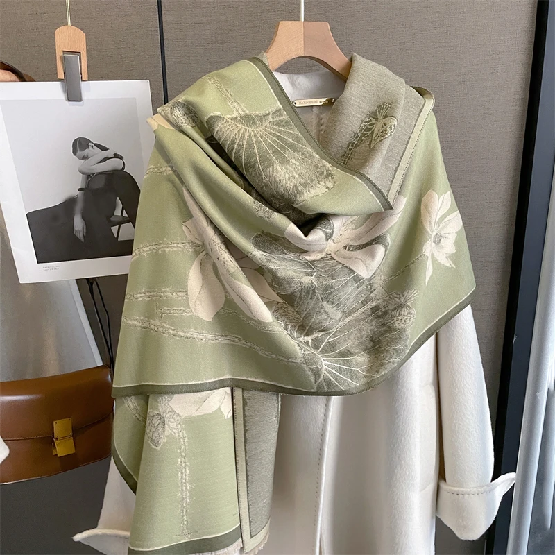 

2023 Double Sided Luxury Thick Warm Scarves Winter Female Scarf Imitation Cashmere Bufanda Design Pashmina Shawls and Wraps