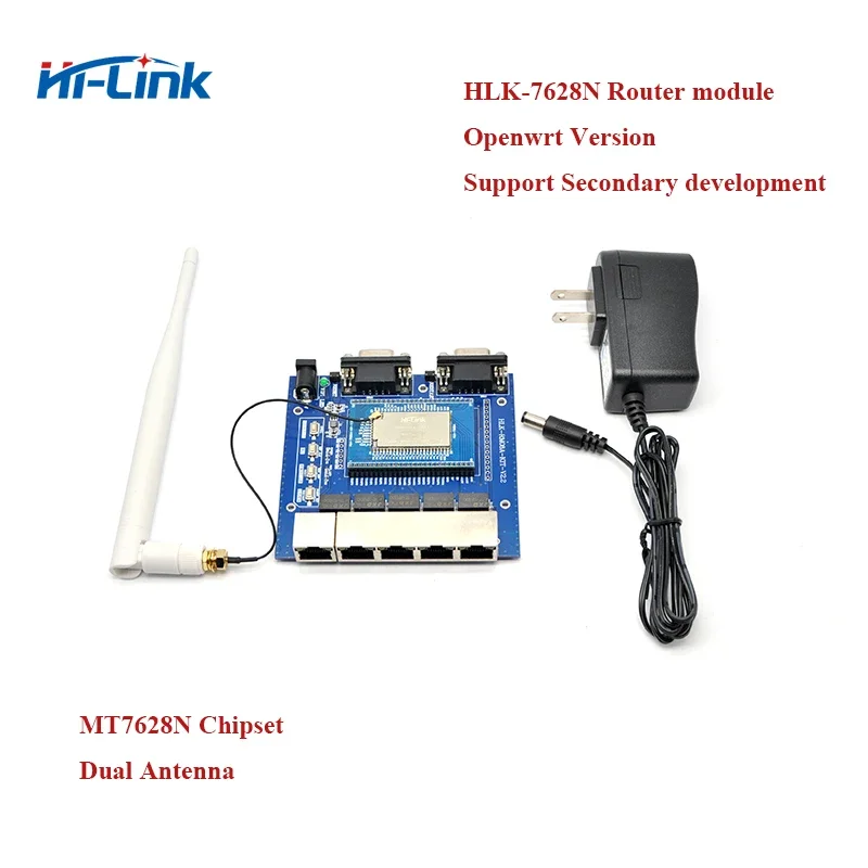 Hi-Link UART 임베디드 와이파이 무선 MT7628 Openwrt 모듈, RAM 128m 플래시, 32M 이더넷 라우터 모듈, HLK-7628N 재고, 인기 판매