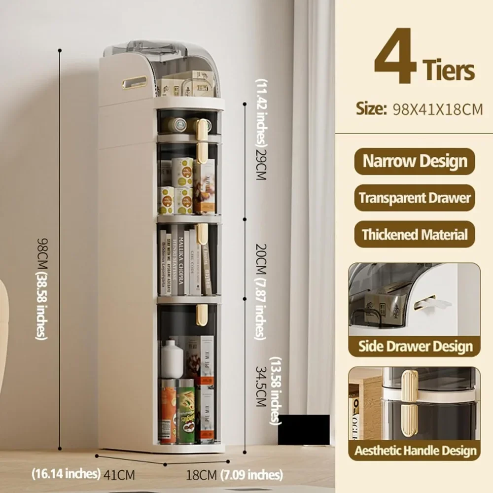 Plastic Bathroom Storage Cabinet Width Narrow Slim Gap Floor Organizer Side Unit Rolling Waterproof Toilet Paper Shelf
