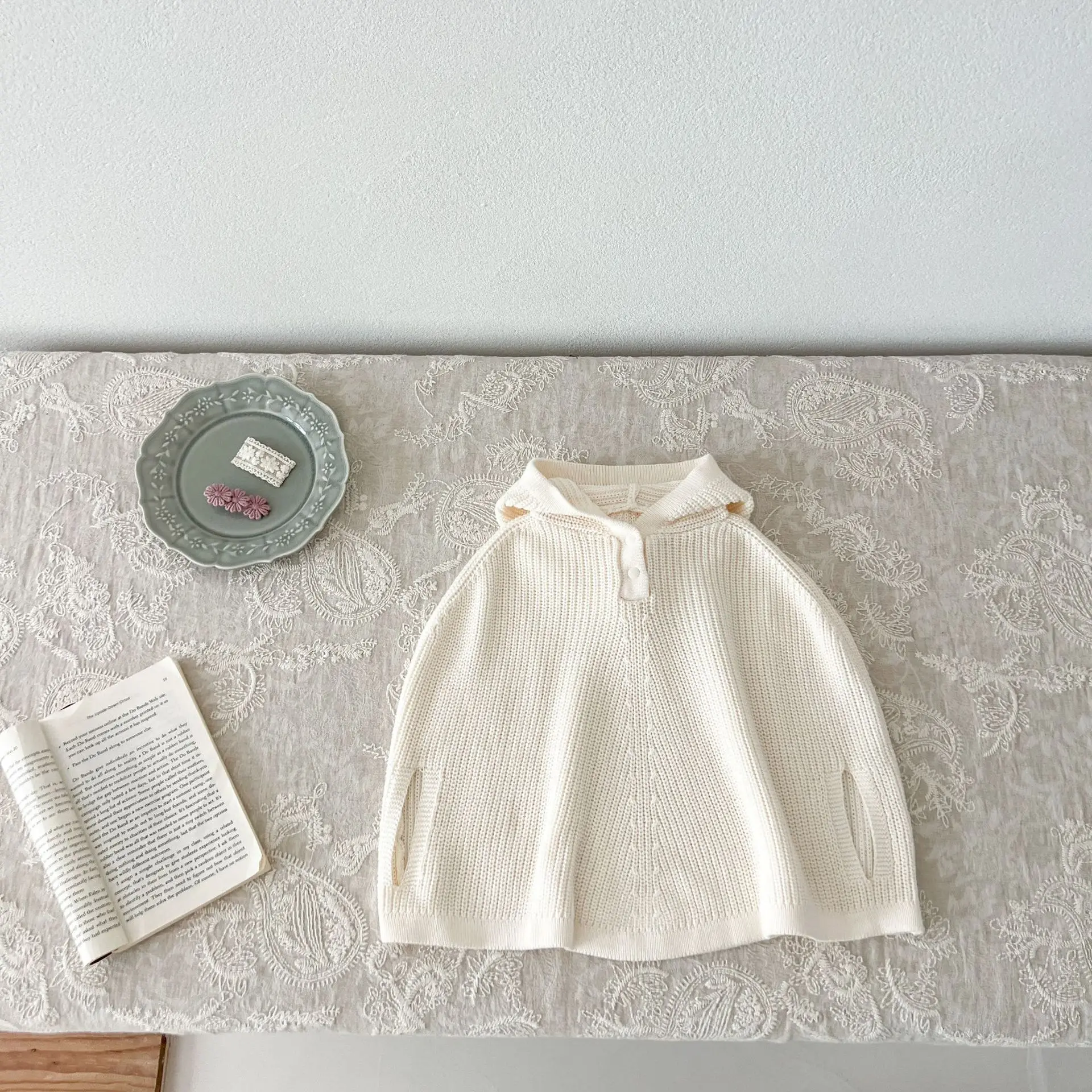 Autumn Newborn Infant Baby Boy Girls Knit Pullover Cloak Hooded Sweet Cute Sweater Kids Fashion Baby Clothing