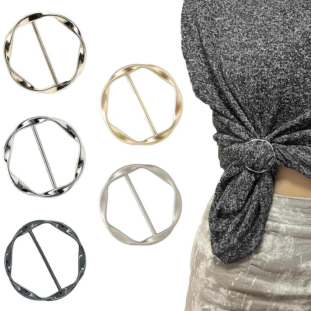 Description Picture 2 of item2PCS Scarf Clips and Ring T Shirt Clip for Women Fashion Metal Circle Buckle Clothing Ring Wrap Holders Clothes Hat Belt Decor