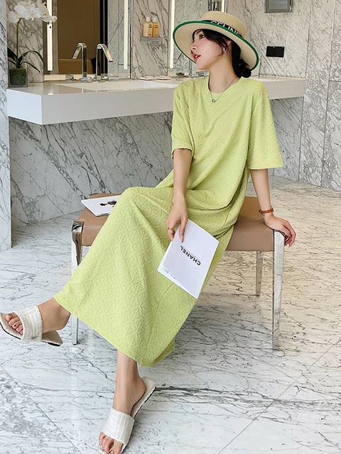 2023 Summer Korean Fashion Woman Shirt Dress Elbise Casual Loose Plus Size  Long Dresses For Women Short Sleeve Elegant Clothing - AliExpress