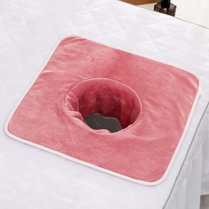 Thickened Velvet SPA Towel With Hole 35x35cm Beauty SPA Massage Table Planking Face Towel Salon Bedside Hole Towel Bed Bandana 4