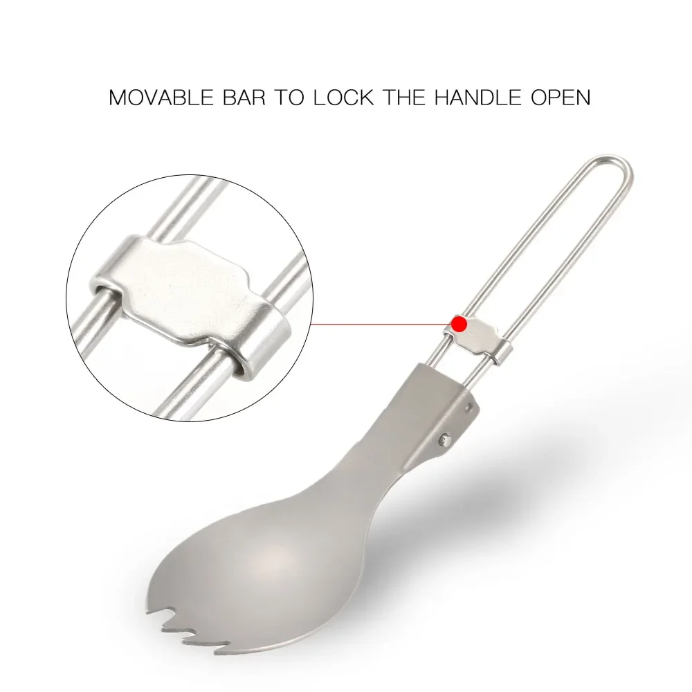 1pc-Titanium Folding Spork Outdoor Camping Supplies
