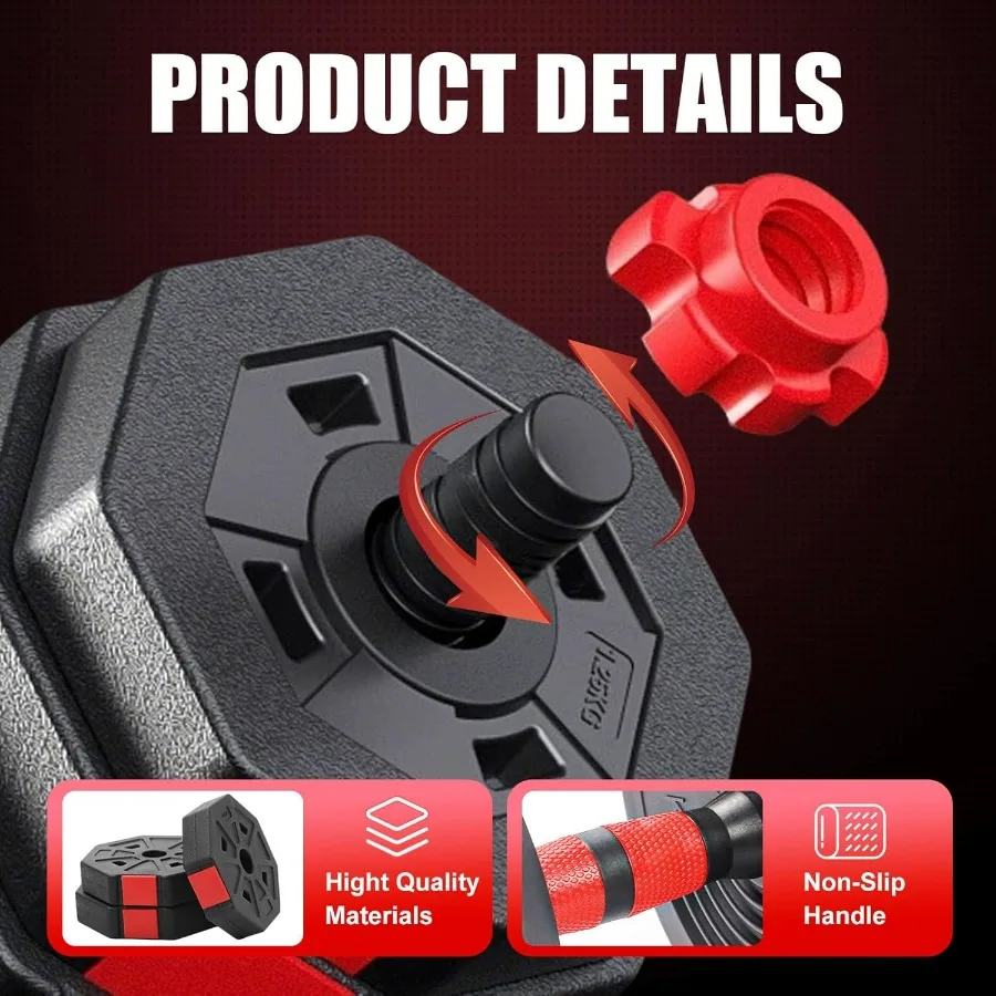 Adjustable Dumbbell Set, 5-44 lbs Free Weight Set with Connector, Convertible Dumbbell, Barbell, Push-up, Home Gym Fitness Weigh