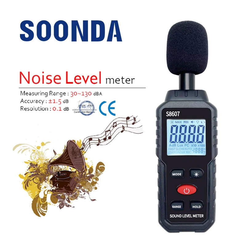 Cyfrowy 30 ~ 130dB decybelimeter dB miernik poziom dźwięku miernik ...