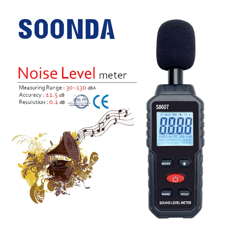 Medidor de nivel de sonido Digital SLM, probador de ruido doméstico,  Detector de ruido, Monitor de decibelios, medición acústica 30-130dB -  AliExpress