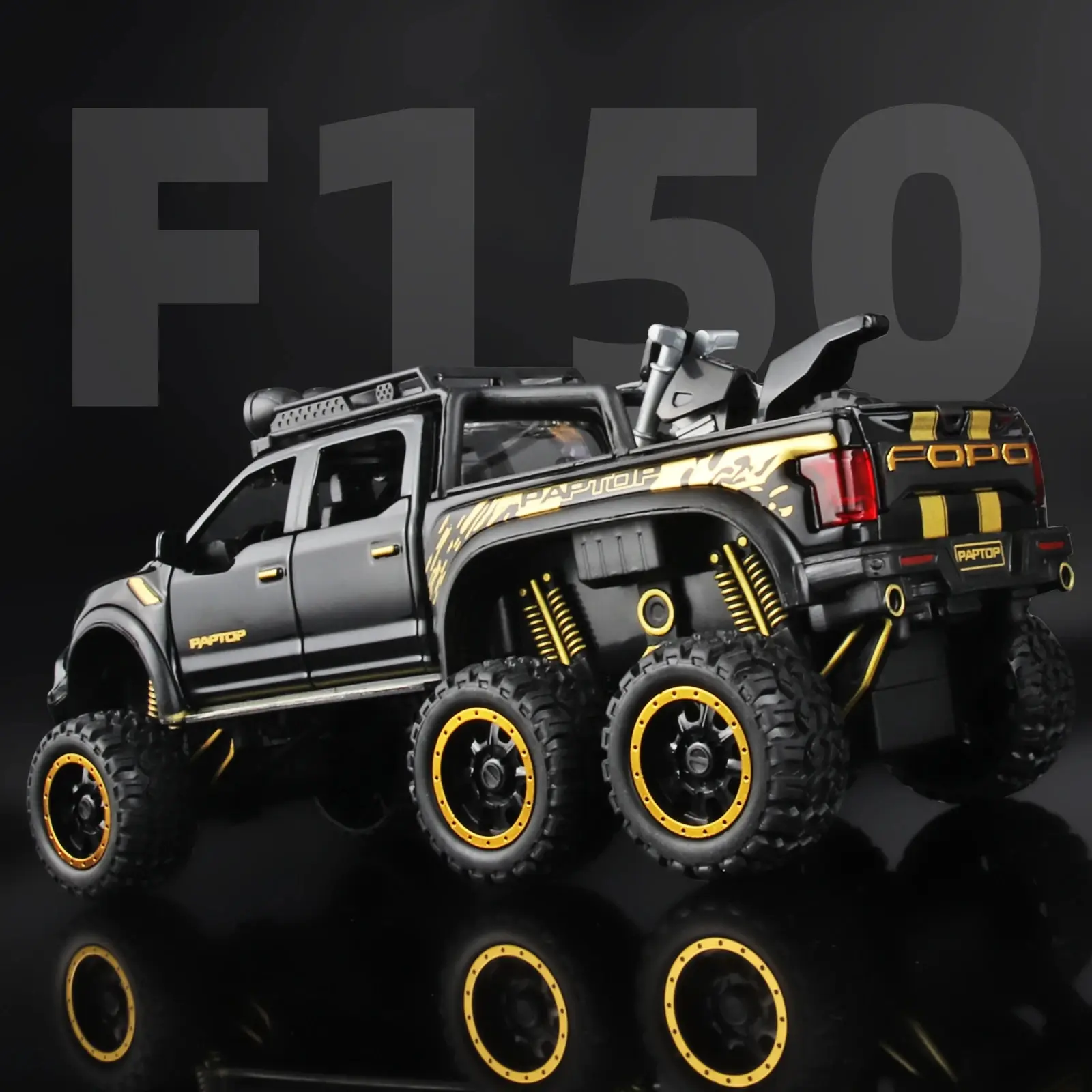  1:24 Pickup Trucks for Boys F150 Raptor Diecast Metal Model Car with Sound and Light for Kids Age 3 Year and up Blue 