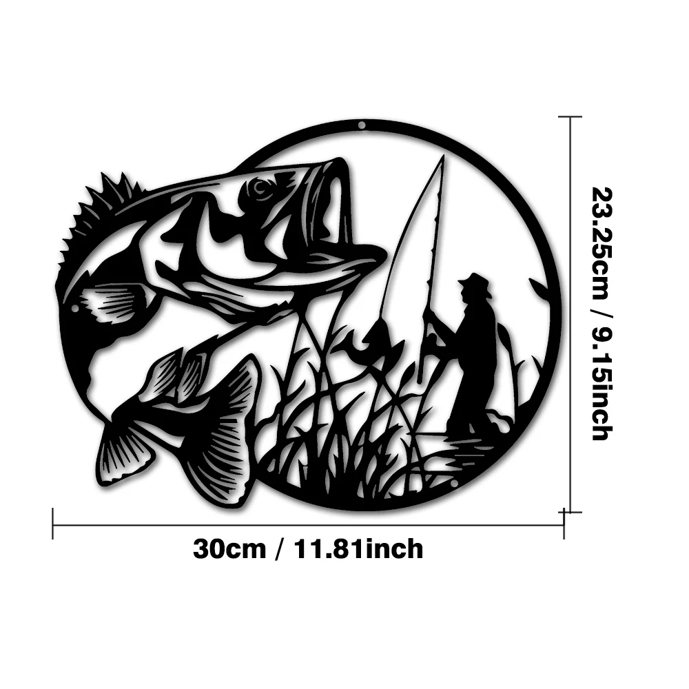 Targa In Legno Per Pesca "Andato A..." - Cartello Rustico 30x15 Cm Per Decorazione Parete, Regalo Per Amanti Pesca - 3
