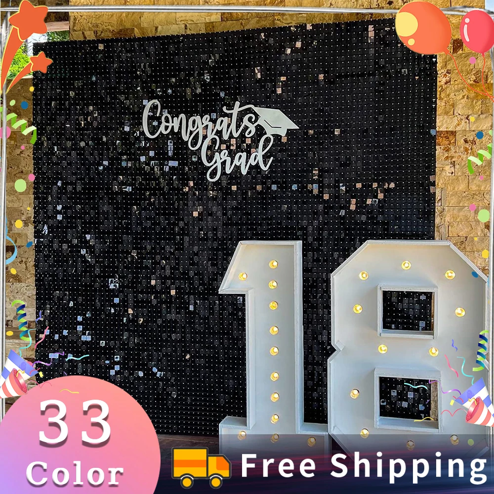 

Grasteay 6-18pcs Sequin Backdrop Panels Square Shimmer Background Wall Decoration for Home Wedding Birthday Party 30X30cm