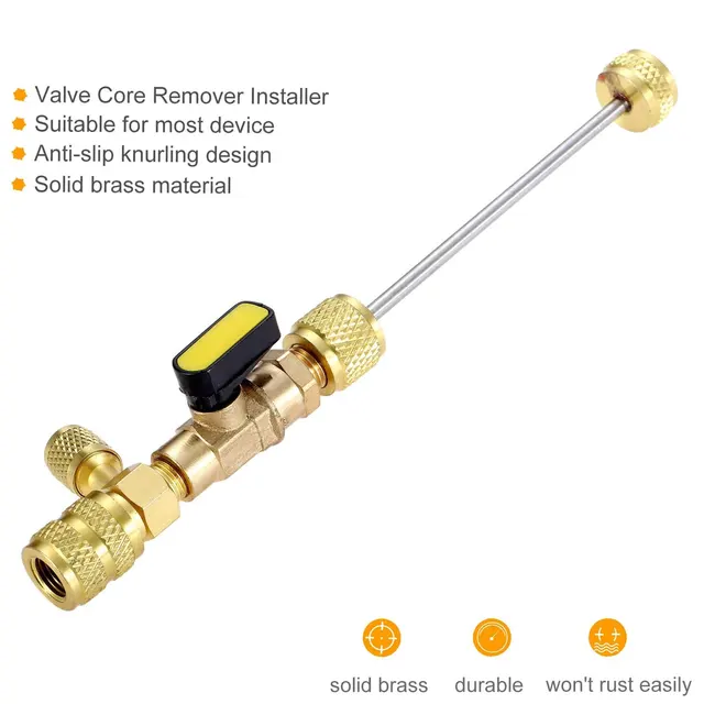 Kit di strumenti di installazione per rimozione nucleo valvola con doppia porta 1/4 e 5/16 per con sistema HVAC R22 R12 R407 R410 R404 R32 R600 5