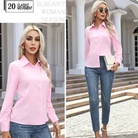 Femmes printemps automne Style Blouses chemises dame décontracté à manches longues col rabattu couleur unie Blouse hauts 4
