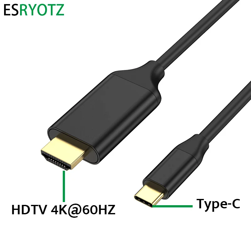 애플 맥북 프로 델 레노버용 USB-C to HDTV 케이블, USB to HDMI 호환 어댑터 컨버터 케이블, 4K 60HZ ESRYOTZ