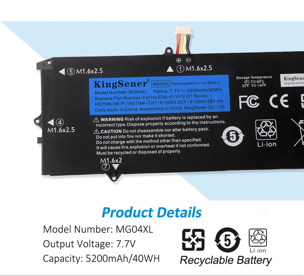Bateria do Portátil para hp Elite x2 1012 g1 Mg04 8120602b1 812060-2c1 812205001 812148855 Hstnn-db7f Mg04xl Kingsener-mg04xl - Imagem 4