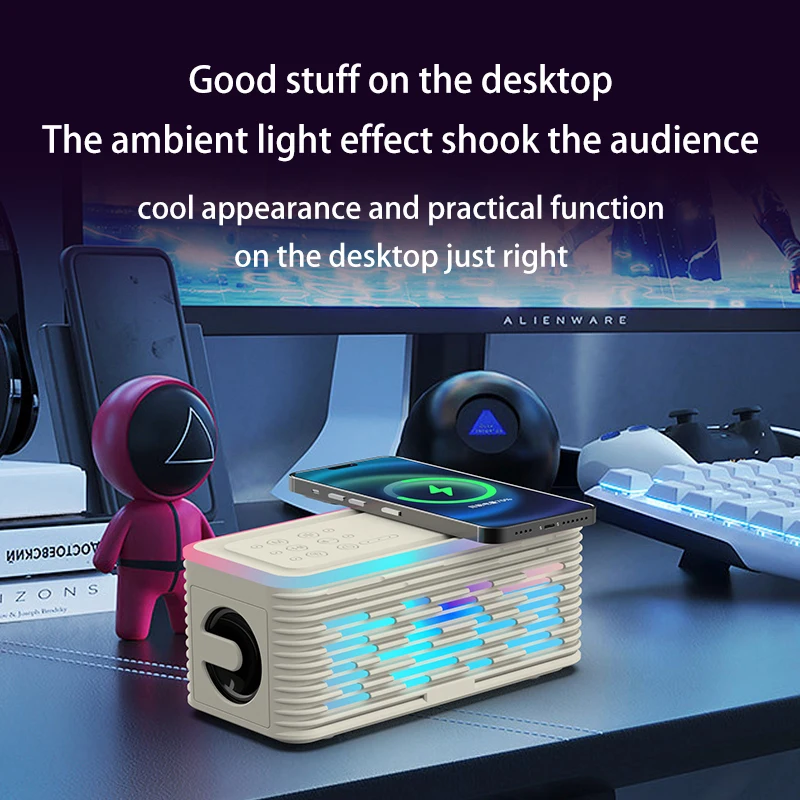 CRELANDER Y19 Speakers Wireless Charger Denoise HiFi Stereo Sound Equipment RGB LED Flashing Portable 5.3 Bluetooth Speaker 5