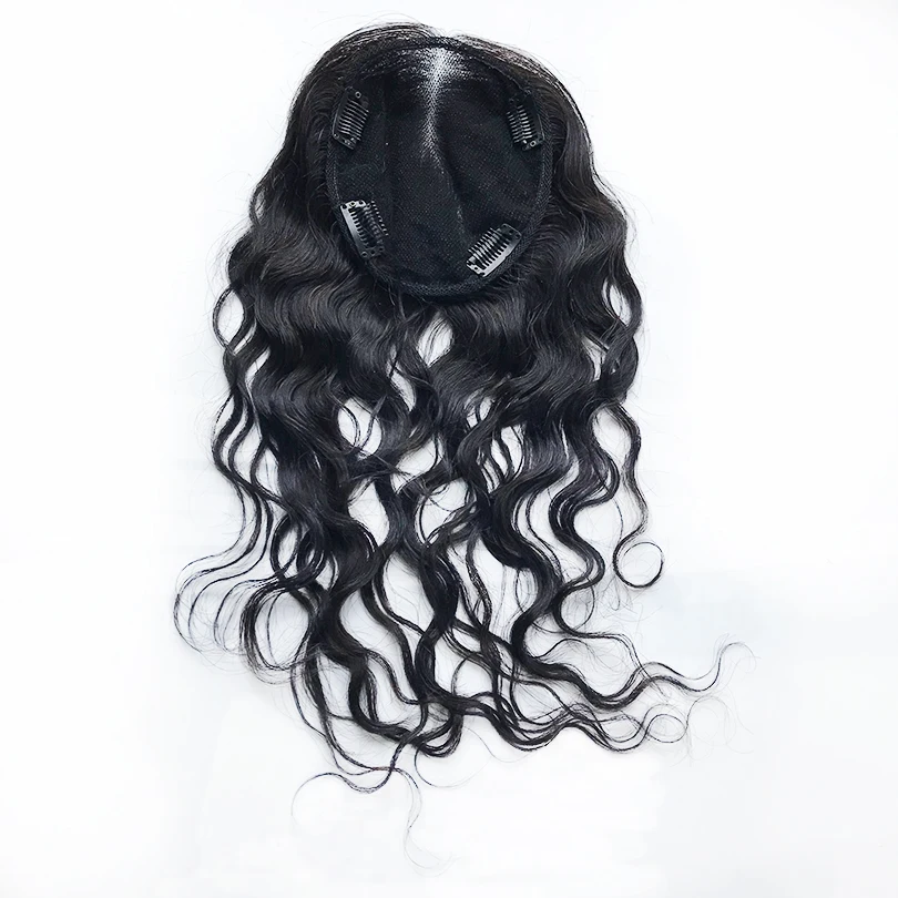 Fashion Wavy Human Hair Women Toppers Virgin European Hair 13x15cm Natural Scalp Top Base Lace Women Toppers with Clips 6