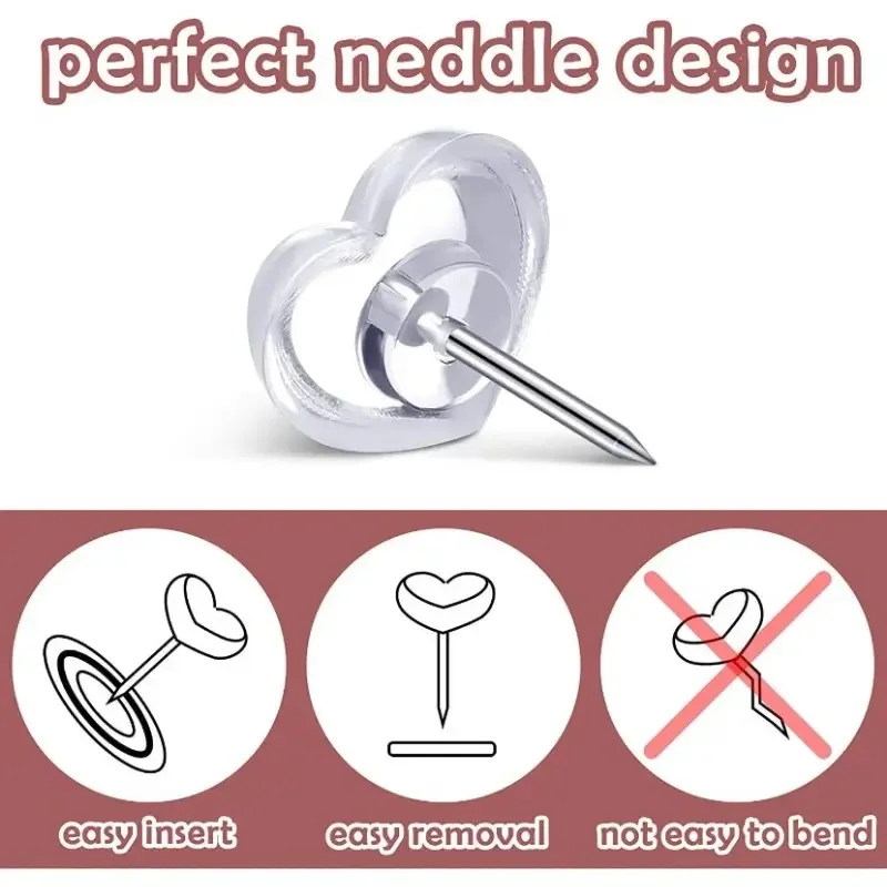 50/100/200 Pcs 푸시 핀 하트 모양 푸시 핀 게시판, 코르크 보드, 지도, 사진 및 문서 용 강력한 엄지 못