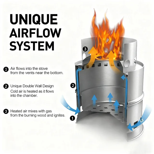 New Portable Outdoor Camping Stove Wood Burning Mini Lightweight Stainless Steel Foldable Stove Picnic BBQ Cooker Travel Tools 3