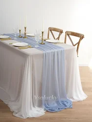 Elegant Wine Red Burgundy Sheer Table Runner for Romantic Events and Home Decor (Dusty Blue)