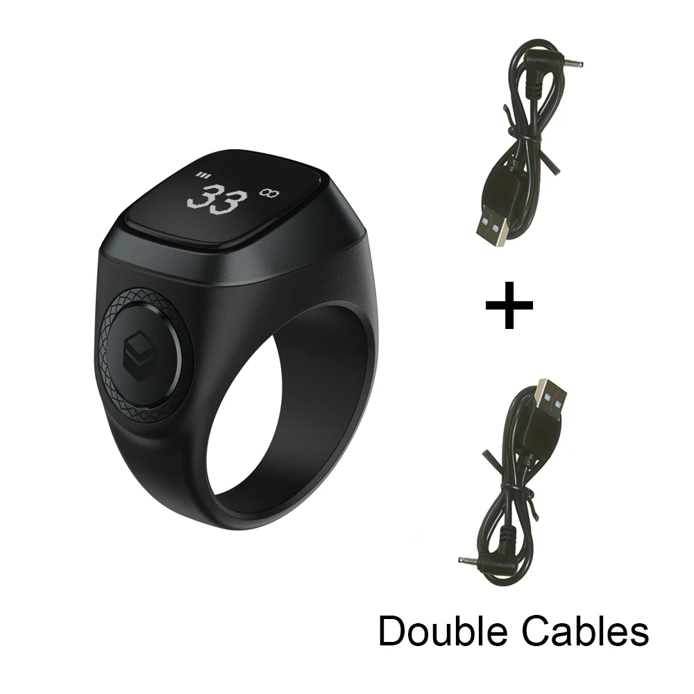 Iqibla Smart Ring Tally Counter Muslims Zikr Ring Waterproof Vibrate Remind Digital Tasbih with 2 Charge cables Updated Packing hand tally counter,smart zikr ring
