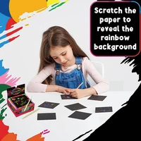 100/5 Piece DIY Rainbow Magic Sticky Notes Set Kids Black Scratch Art Craft Kits Pad Drawing Template Painting Toys 2