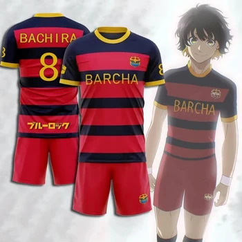 Anime # Set Costume Cosplay BACHIRA 8, Maglia da Calcio FC Barcha, Costume SO RUIZ, Uniforme da Calcio PICASSO con Stampa 3D