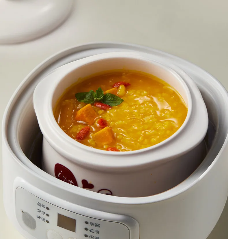 220V Electric Stewing Cooker 800ML Food Cooking Pot Machine Ceramic Slow Stewer Baby Food Cooker