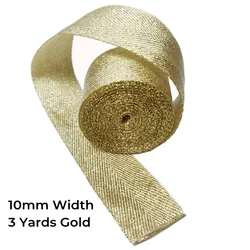 Gold Twill Polyester Ribbon Bias Binding for DIY Craft Projects with Lurex Accent (10mm -3 yards Gold)