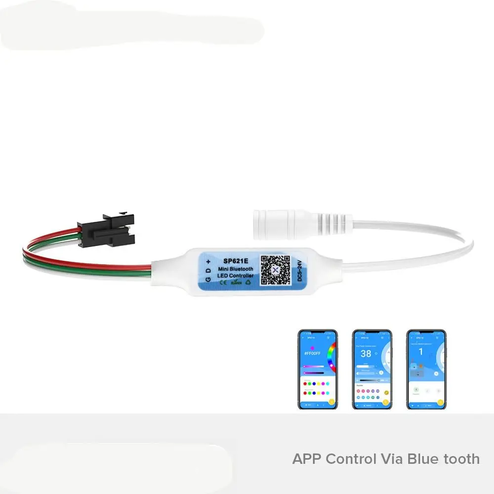 Piexls Music Bluetooth App Controller Addressable SP621E LED Strip Light Controller 3 PIN DC5-24V for WS2812B WS2811