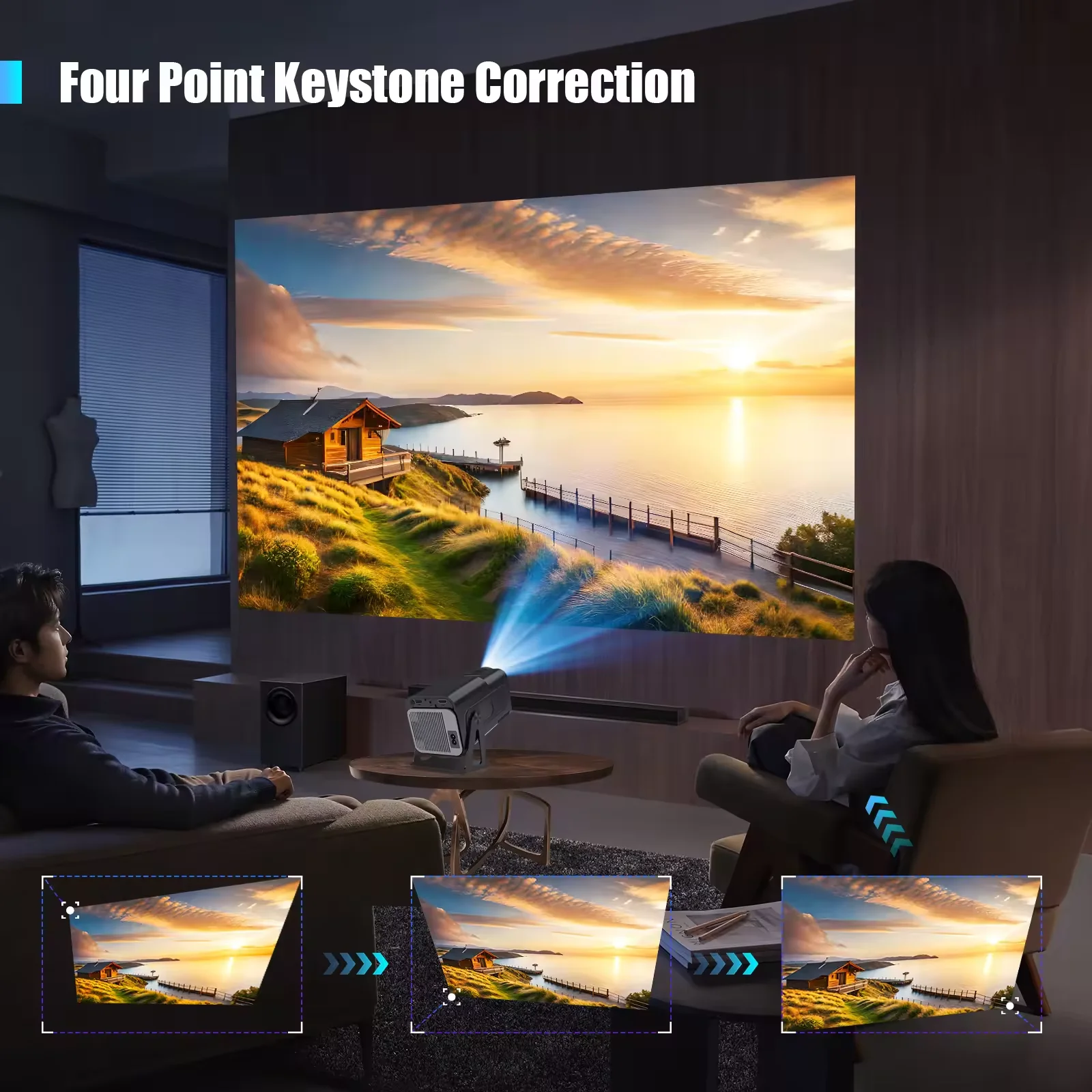 카이아쿠아 4K 풀HD 프로젝터 HY320 80W 안드로이드 11 와이파이 3D 홈시어터 TD80 휴대용 빔 프로젝터 회의 영상 영화 PK HY320