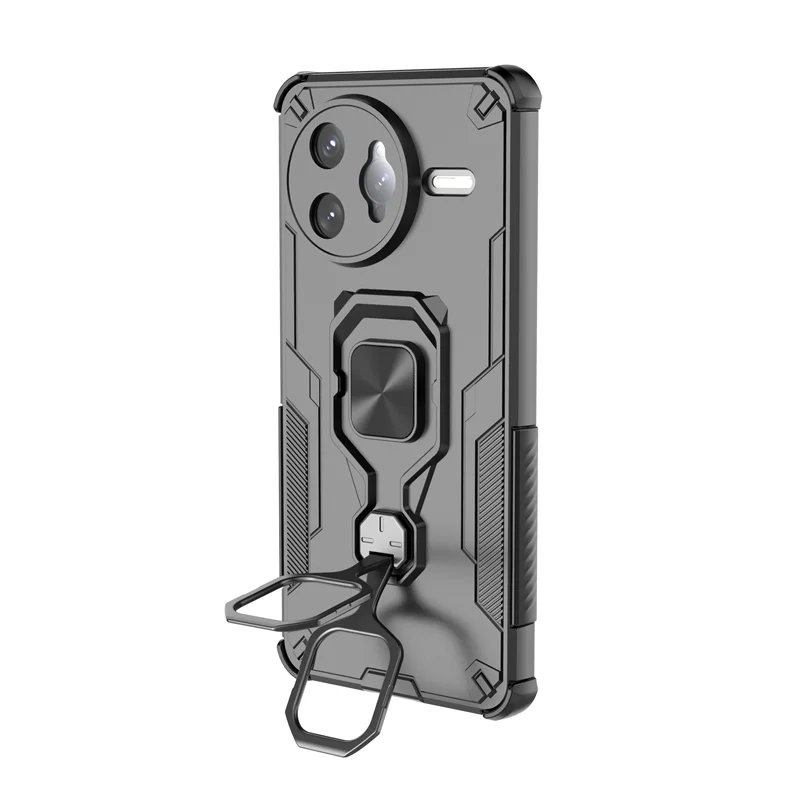 Enhanced Armor Magnetic Ring Holder Phone Case with Camera Protection, Shockproof Design