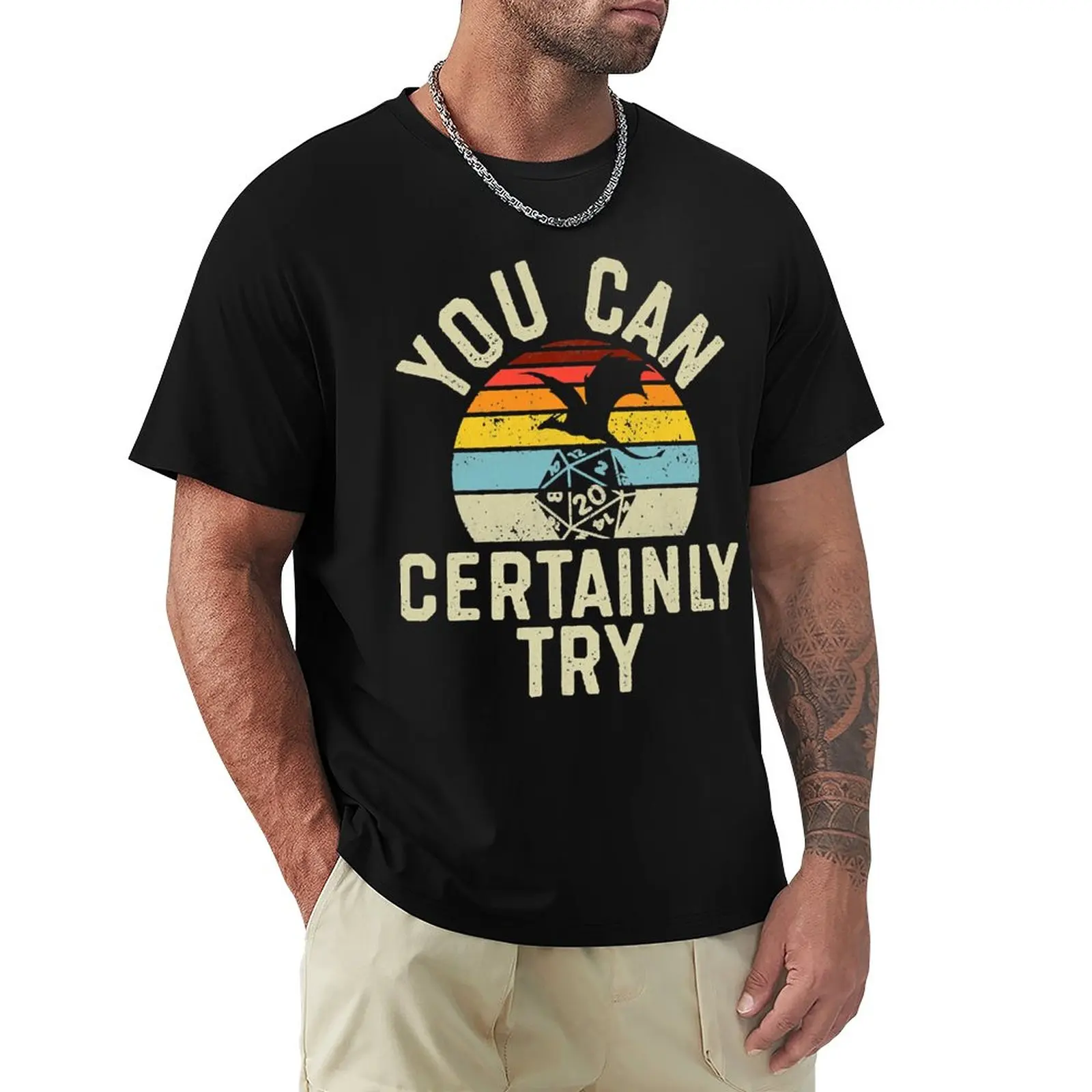 

You Can Certainly Try D20 Dice Funny Classic T-Shirt customs Blouse sweat designer t shirt men